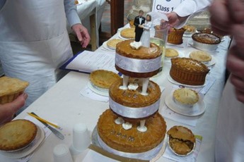 a tower of wedding pies