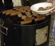 Smoking sausages and potatoes